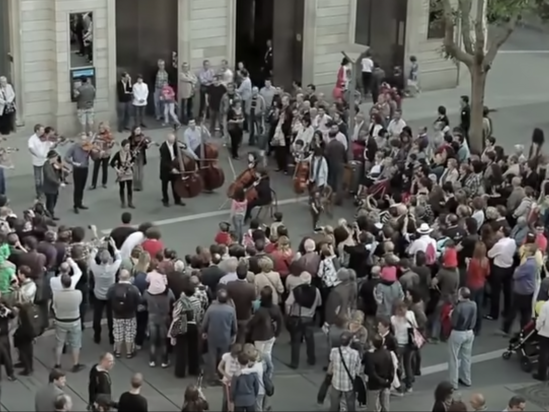 Flashmob gathered to play Beethoven's "Ode to Joy" and create community